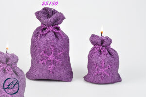 CANDELA SACCO REGALO GRANDE COL.VIOLA 8,5XH.12 CM. *OUTLET*