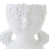 Vaso a forma di busto di ragazza in porcellana bianca con dettagli floreali, dimensioni 22x17xh.28 cm.