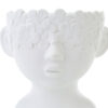 Vaso in porcellana bianca a forma di busto con design floreale sulla testa, 20x15xh.28 cm.