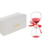 Clessidra laurea h.15 cm con sabbia rossa e fiocco rosso, accompagnata da astuccio bianco elegante con scritta dorata.