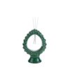 Profumatore a forma di pigna verde in ceramica, dimensioni 9,5x5xh.13,5 cm, completo di astuccio e bastoncini aromatici.