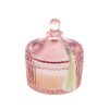 Candela profumata in vetro color rosa antico con coperchio decorativo e nappina elegante, 6,5xh.9 cm, con shopper inclusa.