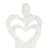 Statua in porcellana bianca raffigurante una coppia di sposi stilizzati con un cuore al centro, dimensioni 16x7xh.25cm.