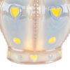 CORONA in porcellana LED 9x8x4,5 cm celeste con dettagli a forma di cuore giallo; design luminoso elegante.