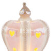 Corona decorativa in porcellana rosa con illuminazione LED, dettagli lucidi e cuori perforati, dimensioni 9x8x4,5 cm.