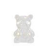 Orsetto in porcellana bianca con luci LED, dimensioni 8x7,5xh.10 cm, ideale come decorazione; include shopper.