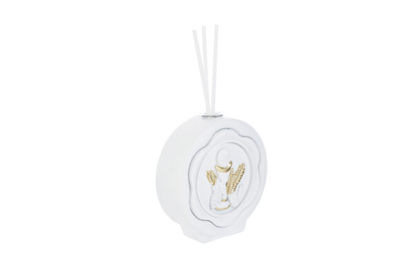 Porta profumo in resina per Prima Comunione, decorato con calice e spighe dorate, 10x3xh.10 cm.