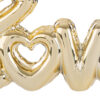 SCRITTA LOVE in porcellana dorata, dettagli a forma di cuore, dimensioni 12,5×2,2xh.5 cm.
