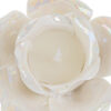 Candela decorativa a forma di rosa in porcellana bianca, dimensioni 10,5x10,5xh.6,5 cm, con finitura lucida elegante.