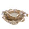 Candela a forma di rosa in porcellana beige con finitura lucida, dimensioni 10,5×10,5×h.6,5 cm.