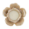 Candela decorativa a forma di rosa in porcellana beige, dimensioni 14x14xh.7,5 cm, ideale per arredare con eleganza.