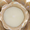 Candela decorativa a forma di rosa in porcellana beige con finitura lucida, dimensioni 14x14xh.7,5 cm.