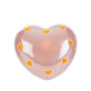 CUORE LED in porcellana rosa a forma di cuore con dettagli luminosi, dimensioni 8x8xh.5 cm, include shopper.