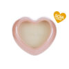 Candela in cera di soia a forma di cuore in porcellana rosa, dimensioni 11x10xh.5,5 cm, con shopper.