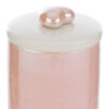 Scatola candela in porcellana rosa con coperchio decorato, dimensioni 6,5x6,5xh.7 cm.