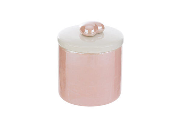 Scatola candela in porcellana rosa con coperchio, dimensioni 6,5×6,5xh.7 cm, elegante e raffinata con astuccio incluso.