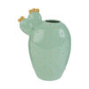 Vaso decorativo in porcellana verde a forma di cactus con dettagli dorati, dimensioni 14x8xh.20 cm, incluso shopper.