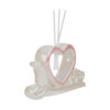 Profumatore in porcellana a forma di cuore con bordi rosa, dimensioni 16,5x4,5xh.11cm, decorativo e elegante con astuccio.