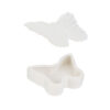 Scatola in porcellana bianca a forma di farfalla, composta da base e coperchio rimovibile, dimensioni 14x10,5xh.4,5 cm.