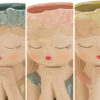 VASO CERAMICA GIRL 3 ASS. con design di bambola stilizzata, disponibile in tre colori pastello, dimensioni 14x11xh.19 cm.