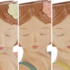 Vasi in ceramica a forma di volto femminile con fiori colorati nei capelli, disponibili in 3 varianti.