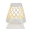 Lampada decorativa in porcellana bianca con motivo traforato luminoso, dimensioni 8,5x8,5xh.13,5 cm.