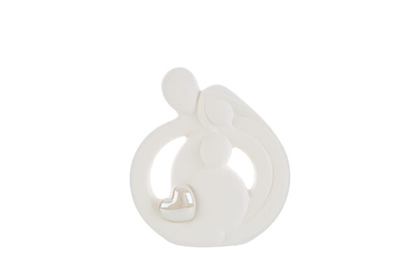Statua in porcellana bianca raffigurante una famiglia stilizzata; dimensioni 14x5xh.15,5 cm; inclusa con astuccio regalo.