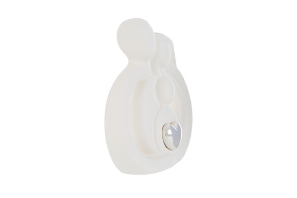 Statua in porcellana bianca a forma di famiglia, dimensioni 19,5x5xh.20,5 cm, con astuccio incluso.