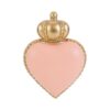 Cuore decorativo in resina rosa con corona dorata, bordi rifiniti in oro. Misura 4x5 cm.