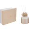 Profumatore in porcellana beige con design a corallo, completo di astuccio coordinato, misura 8,5x8,5xh.11,5 cm.