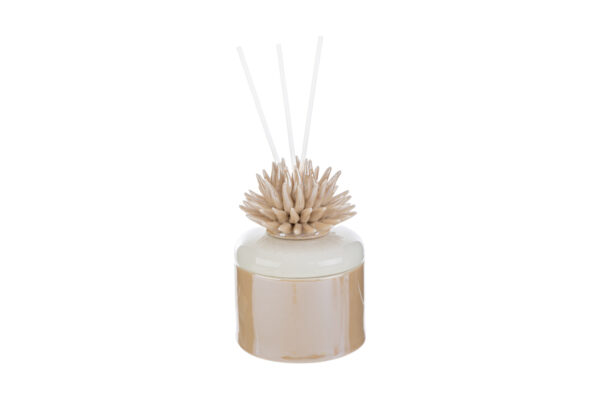 Profumatore in porcellana beige a forma di corallo, dimensioni 8,5×8,5xh.11,5cm, con astuccio incluso.