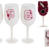 Set accessori vino in calice con 3 design assortiti, include cavatappi, salvagoccia e tappo. Confezione regalo elegante.