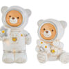 Astronauta LED in resina, design a forma di orsetto, disponibile in 4 varianti, altezza max 12,5 cm.