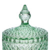 Scatola in vetro verde Dorothy, design elegante con motivo a rombi, diametro 10,5 cm, altezza 17,5 cm.