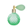 Portaprofumo spray ricaricabile verde da 100 ml, design elegante con pompetta dorata e astuccio inclusi.