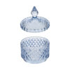 Scatola in vetro Dorothy color blu, diametro 8,5 cm e altezza 11 cm, con coperchio decorato e design elegante.