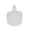 Scatola in vetro bianco Dorothy con coperchio decorativo, diametro 8,5 cm e altezza 11 cm.