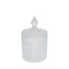 Scatola in vetro Dorothy colore bianco, diametro 8,5 cm e altezza 13,5 cm, con coperchio decorativo.