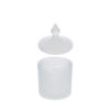 Scatola in vetro bianco con coperchio decorativo, modello Dorothy, diametro 8,5 cm x altezza 13,5 cm.