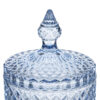 Scatola in vetro blu Dorothy con coperchio decorato, diametro 10,5 cm e altezza 17,5 cm, design elegante e raffinato.