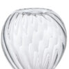Clessidra in vetro trasparente con design ondulato, colore bianco, altezza 12 cm, presentata con astuccio elegante.