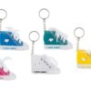 Portachiavi a forma di sneaker in tela, 5 colori assortiti, dimensioni 7,5×3,5xh.3,5 cm.