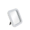 Specchio con cornice in perline di resina bianca, dimensioni 14×2,5×h.14 cm, supporto posteriore da tavolo.