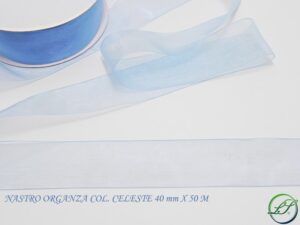 NASTRO ORGANZA CELESTE 40 MM X 50 M *PREZZO NETTO*