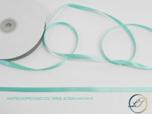 NASTRO DOPPIO RASO VERDE ACQUA 6MM X 50 M *PREZZO NETTO*