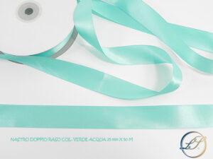 NASTRO DOPPIO RASO VERDE ACQUA 25 MMX 50 M *PREZZO NETTO*