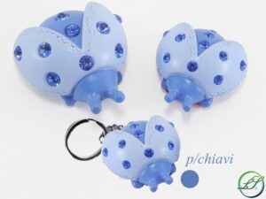 P/CHIAVI COCCINELLA IN RESINA CELESTE 3XH.2 CM *OUTLET*
