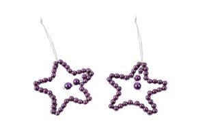SET 2 PZ DECORAZIONE STELLE PERLINE 9 CM COL. LILLA *OUTLET*