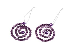 SET 2 PZ DECORAZIONE C/PERLINE 8CM COL. LILLA *OUTLET*