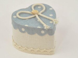 SCATOLINA CUORE JUTA POIS CELESTE 6,5x3xh.8 CM *OUTLET*
